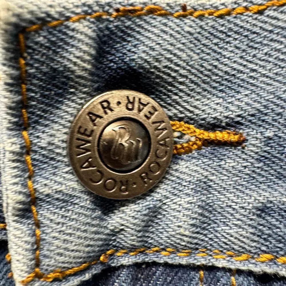 Rocawear Jean Shorts Baggy Fit USA‎ Flag Faded Wash Y2K Mens 50 (50x14 ACTUAL)